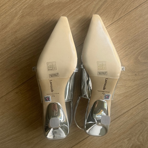Larroude Ines Silver Specchio Slingbacks Size 7.5 - Picture 11 of 12